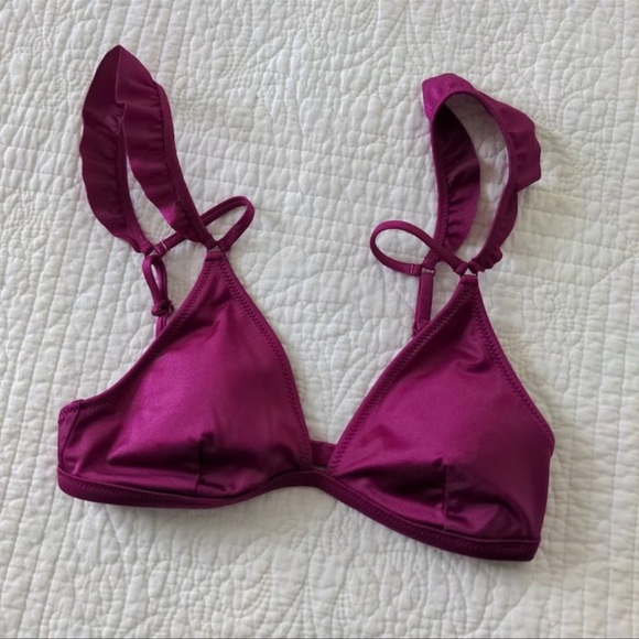 Victoria Secret Pink Deep Purple Ruffle Cold Shoulder 2 Pieces Swimsuit - Picture 4 of 6